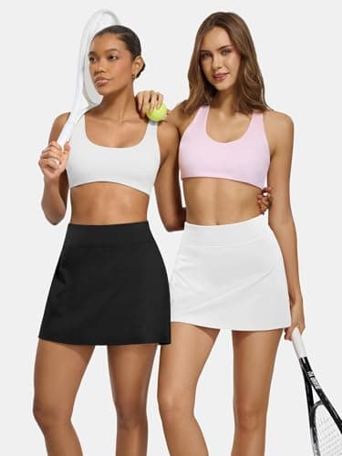 AFFOLE Workout Skirt Women Tennis Golf Skorts Athletic High Waisted with Pockets Inner Shorts Sport Pleated Pickleball Black - Thumbnail 3
