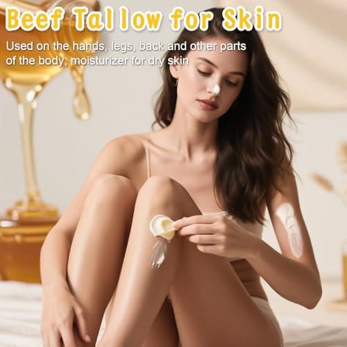 IIIMEIDU Beef Tallow for Skin, Tallow and Honey Balm for Face Moisturizer Balm, 100% Natural Organic Grass-Fed Beef, Honey, Vitamin E Oil for Body & Face (2.1 Oz) - Thumbnail 4