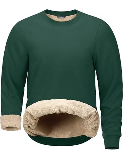G Gradual Sherpa Lined Sweatshirts for Men Fleece Crewneck Sweatshirt Pullover Warm Shirts for Winter, Dark Forest Green, Small - Image 1