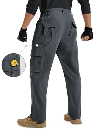 MOURCE Mens Cargo Pants with Pockets - Stretch Lightweight Waterproof Work Pants for Men Hiking Tactical, Grey 32L - Thumbnail 4