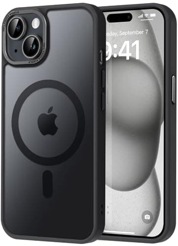Thomo Upgraded Magnetic for iPhone 15 Plus Case [Compatible with Magsafe] [Mil-Grade Protection], Pocket-Friendly, Slim Translucent Phone Case Cover for iPhone 15 Plus 6.7", Black - Image 1