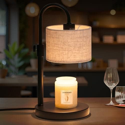 FINCMY Candle Warmer Lamp with Timer, Dimmable Candle Wax Warmer Candle Lamp Warmer with 2 Bulbs, House Warming Gifts Christmas Gifts for Women Bedroom Home Decor (Linen-Upgraded) - Image 1