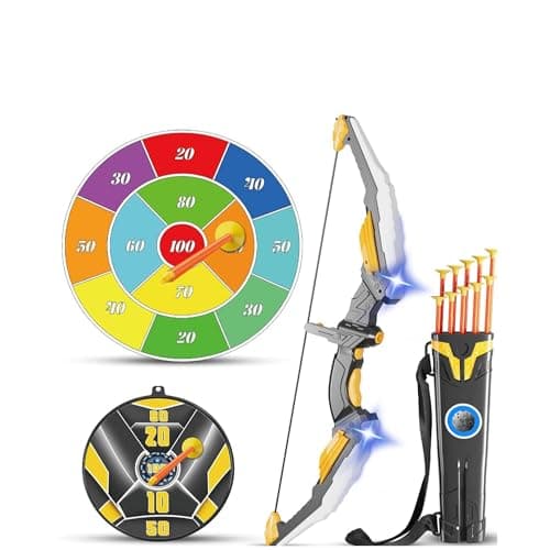 Kids Bow and Arrow Set LED Light Up Archery Set with 10 Suction Cup Arrows, 2 Archery Targets Indoor Outdoor Games for Kids Ages 4-8 8-12 Birthday Gifts Toys for 5 6 7 8 9 10 11 12 Year Old Boys Girls - Image 1