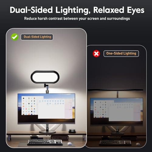 Premium LED Desk Lamp for Home Office – Eye-Caring Double Side Light with Knob Remote, Stepless Dimming & Color, Memory, Metal Table Lamp for Zoom, Studying, Video Conference, Flicker-Free, Glare-Free - Thumbnail 2