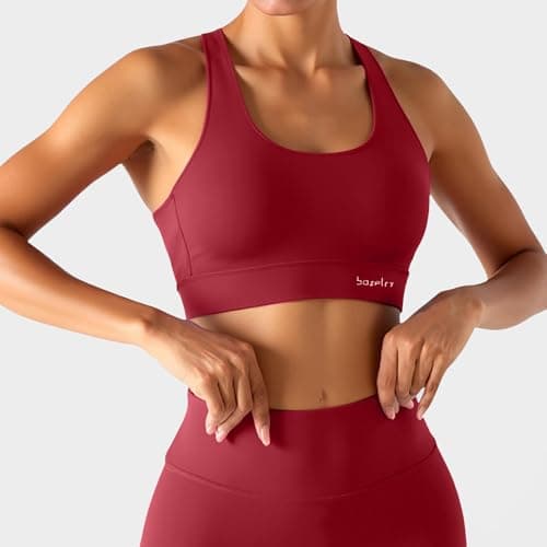 BaseTry High Impact Sports Bra for Women - Padded Seamless Support Bra for Yoga Gym Workout Fitness -High Support Running Bra (US, Alpha, X-Large, Regular, Regular, Wine) - Thumbnail 3