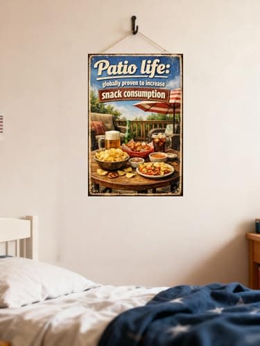 Patio Life Vintage Metal Tin Sign 8x12 Inch Retro Outdoor Wall Decor Globally Proven To Increase Snack Consumption Funny Patio Artwork For Backyard Deck Porch Garden Bar Home - Thumbnail 2