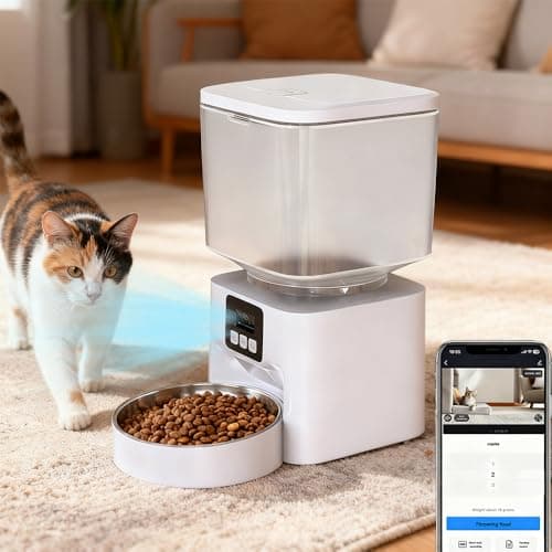 Smart Automatic Pet Feeder with 2K HD Camera & Night Vision, 4.5L Large Capacity, Anti-Jam System, Voice Recorder, Dual Power, App Control, Programmable Feeding for Cats/Dogs (White) - Image 1