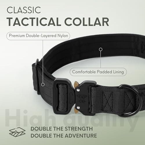 Jumpress Heavy Duty Tactical Dog Collar with Airtag Holder, 1.5’’ Wide Large Dog Collar with Comfortable Handle, Durable Airtag Dog Collar for Large Dogs (Black,Neck 20-24’’) - Thumbnail 2
