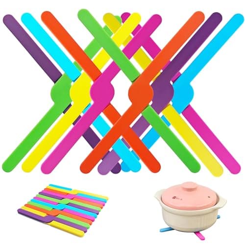 Foldable Silicone Trivets for Hot Dishes, Pots, Pans, X-Shaped Heat Resistant Folding Trivet Mats Stand, Set of 6 Non-Slip Expanding Hot Pads, Modular Color Mix & Match Table Protectors, Multi-Color - Image 1