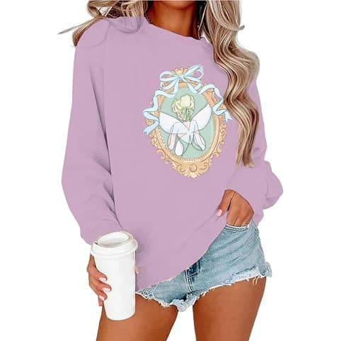 IZROLO Magic Kingdom Sweatshirt for Women Magical Shirts Princess Long Sleeve Tee Princess Pullover Tops Apricot - Image 1
