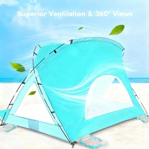 Beach Tent, Portable Sun Shelter for 2/3/4/6-8 Person with UPF 50+ UV Protection, Easy Setup Waterproof Beach Shade Canopy Cabana for Family Outdoor and Picnics, Fishing with Carrying Bag - Thumbnail 6
