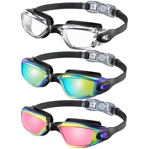 NSSIW Swim-Goggles-for-Kids 6-14 Kids Swimming-Goggles: Anti Fog with UV400 and No Leak Ultra-wide Field of View 3 Pack - Image 1