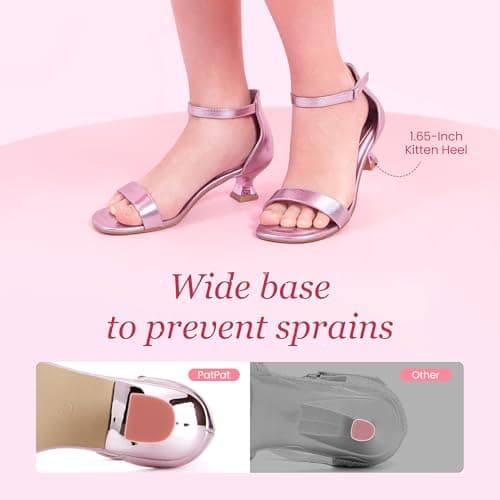 PATPAT Girls Sandal Heels with Removable Bow, Flower Wedding Girls Dress Shoes for Little Big Kid - Thumbnail 4