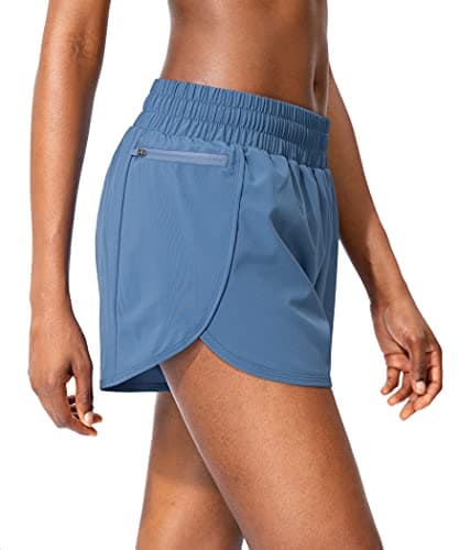 Soothfeel Womens Running Shorts with Zipper Pockets High Waisted Athletic Gym Workout Shorts for Women with Liner - Thumbnail 2