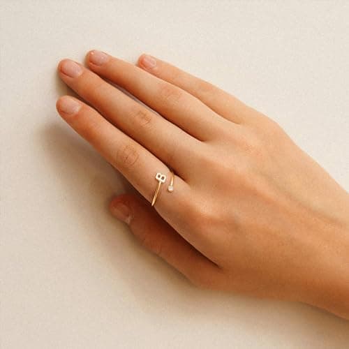 Turandoss Birthday Gifts for Teen Girls - Non Tarnish Initial Rings for Teen Girls | Cute Initial Rings Trendy Stuff | 6 7 8 9 10 11 12 13 14 Year Old Birthday Gifts - Thumbnail 5