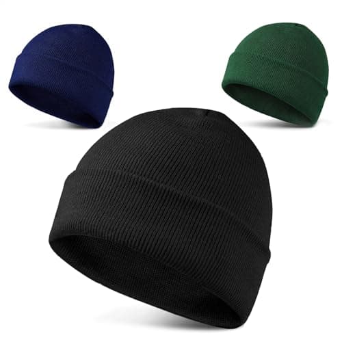 LAKIBOLE 3Pack Beanie Hats for Men Spring Summer Autumn Winter Slouchy Beanies for Women Teenage (Black/NavyBlue/Green) - Image 1