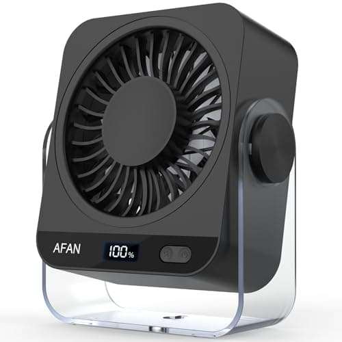 Ehoyal Small Desk Fan Quiet: Rechargeable 5000mAh Battery Powered, 199 Speeds Strong Wind, 120° Tilt Adjustable, 6.6" Portable Desktop Fan for Bedside Sleeping Camping Home Office Travel, Black - Image 1