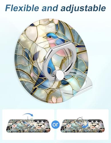 Aitipy Magnetic Phone Case for Samsung Galaxy S23 FE, Compatible with Magsafe, with Cute Stained Glass Flower Bird Stand Ring Holder Aesthetic Protective Phone Cover for Women Girls - Thumbnail 3