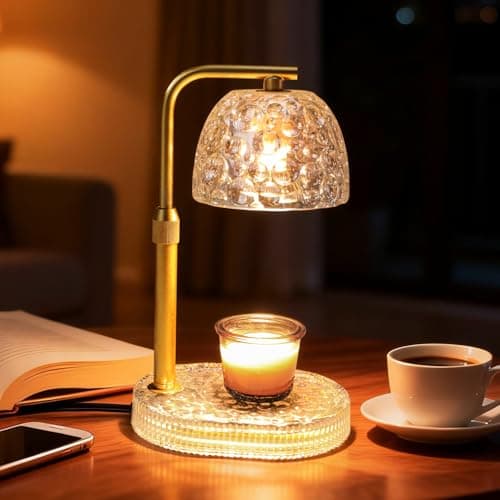 Lsctiff Textured Honeycomb Design Candle Warmer Lamp Adjustable Height, Flameless 4-Level Dimmable Wax Melt Warmer for Jar Candles with 2 Bulbs, House Warming Gifts, Safe Home Use(Pearl White) - Image 1