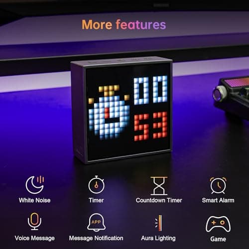 Divoom TimeBox Evo -- Pixel Art Bluetooth Speaker with 16x16 LED Display APP Control - Cool Animation Frame & Gaming Room Setup & Bedside Alarm Clock- Black - Thumbnail 6