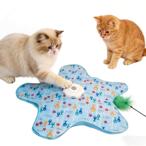 EGBULL Automatic Cat Toy Interactive Hide and Seek Cat Toy Electric Cat Toy with Feather Wand Mouse Sounds Touch Activated USB Rechargeable Kitten Toys for Indoor Cats Self Play Hunting Exercise - Image 1