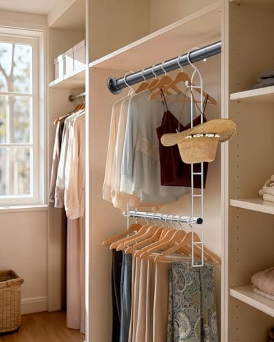 Supforce Hanging Closet Rod Stainless Steel, 1 Pack Adjustable Height & Width Closet Rod Extender, Space-Saving Closet Hanging Storage Organizer，Load up to 88LB - Thumbnail 3