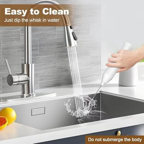 Rechargeable Milk Frother Handheld Electric Frother Wand Coffee Foam Maker with 2 Stainless Stee Whisks & 3 Speeds,Drink Mixer Handheld for for Latte, Cappuccino, Hot Chocolate, Matcha, Egg (Black) - Thumbnail 6