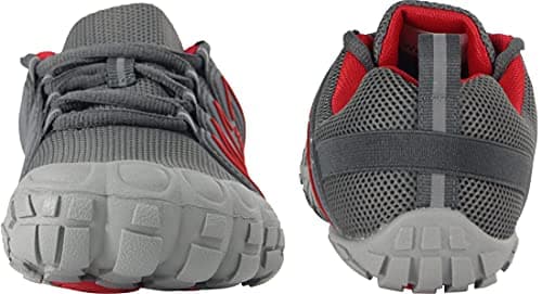 Weweya Women's Minimalist Barefoot Shoes Low Zero Drop Trail Running 5 Five Fingers Wide Toe Box for Female Lady Flat Heel Comfortable Treadmill Grey Red US Size 10 - Thumbnail 6