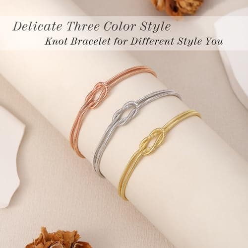 Sistble Valentines Day Gifts for Bonus Mom, Mom Birthday Gifts from Daughter Knot Bracelets for Women Infinity Love Knot Matching Bracelets Rose Gold Jewelry Birthday Retirement Mothers Day Gift - Thumbnail 6