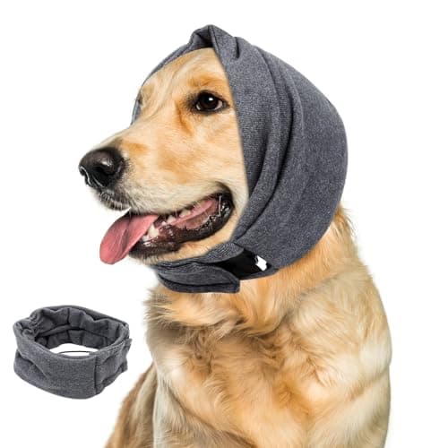 Ear Cover Wraps for Dogs Bath Grooming Drying Swimming, Dog Ear Muffs Noise Protection Winter,Adjustable Dog Calming Hoodie for Hematoma Anxiety Firework Thunder Warm Sleeping Shower Cap (LG)