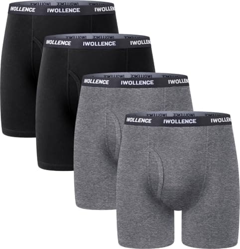 IWOLLENCE Men's Boxer Briefs Breathable Soft Moisture-Wicking Cotton Underwear with Comfort Flex Waistband, Multipack - Image 1