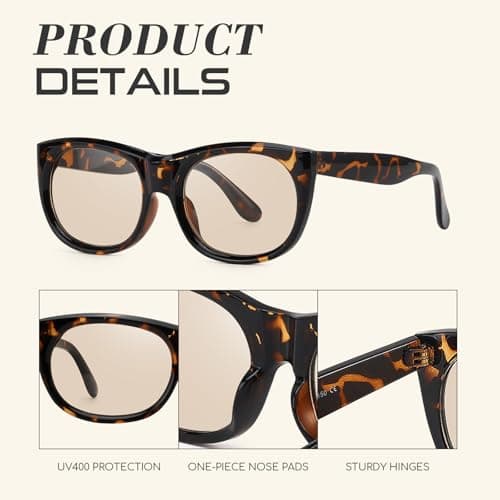 KISVIBE Oversized Flat Top Square Sunglasses for Women Light Brown Lens UV400 Protection Trendy Big Frame for Daily Wear - Thumbnail 3