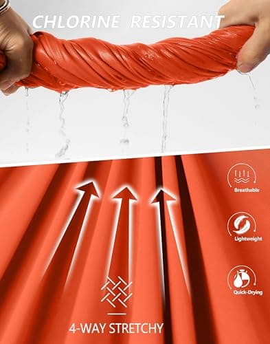 Viodia Women's 7" Swim Board Shorts High Waisted Modest Swimsuit Bathing Suit Beach Swimming Trunks for Women with Pockets Orange - Thumbnail 6