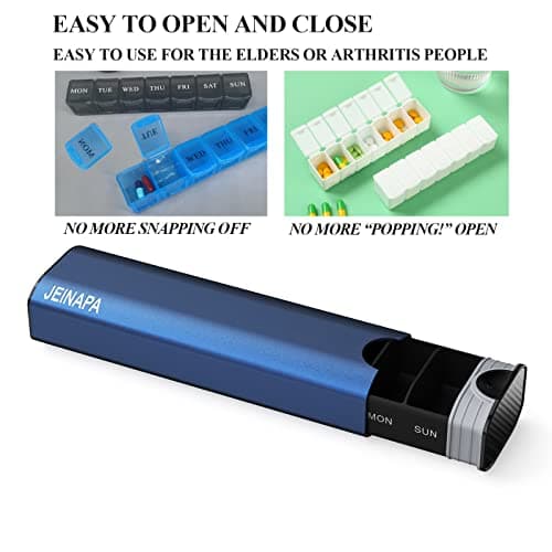 Extra Large Pill Organizer 7 Day, Aluminum Daily Pill Box, Weekly Travel Pill Case, Cute Pill Holder to Hold Vitamins, Medicines, Pills, Supplements - Thumbnail 5