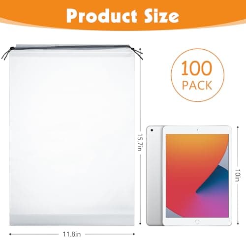 100 Pack Shoe Bags for Travel, 15.7" x 11.8" Large Clear Travel Shoe Bag Vacation Essentials Cruise Essentials Portable Drawstring Packing for Men & Women - Thumbnail 2