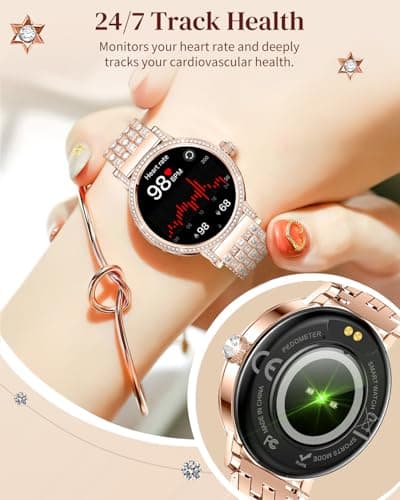 Valentines Day Gifts for Women Smart Watches with Diamonds，Bluetooth Calls(Answer&Make)，1.27" HD Screen Smart Watch，Sleep/Heart Rate，Smartwatch Compatible with Android & iOS , Multiple Sports Modes - Thumbnail 6