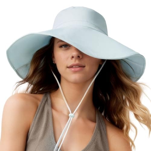 BENEUNDER Reversible Wide Brim Sun Bucket Hats UPF50+ UV Protection Foldable for Women Outdoor Beach Vacation Travel Blue - Image 1