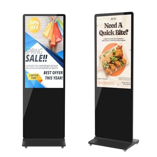 QIXZOCV MWE 43 Inch Digital Signage Displays, 4K LCD Screen Indoor Floor Standing Advertising Kiosk, Android System Commercial Totem with Custom Service, Vertical Poster with Auto Media Player-Black