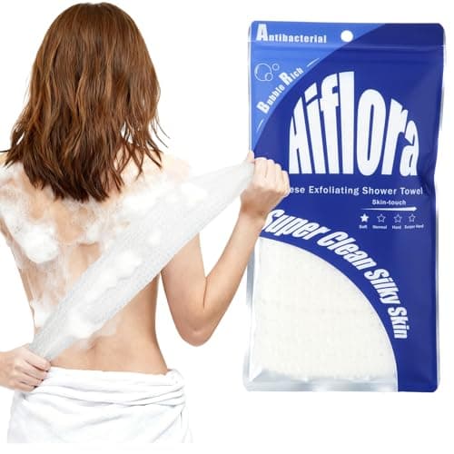 Back Scrubber for Shower and Dead Skin Removal, Exfoliating Body Scrubber for Smooth Skin Japan Washcloth for Shower & Bath, Versatile Body Scrub Towel, Ideal for Skincare, White Soft - Image 1