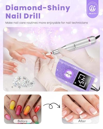 CozyZen Cordless Electric Nail Drill, 45000 RPM Rechargeable Diamond E-File, Portable & Low Noise for Acrylic/Gel Nails, Manicure & Pedicure - Professional & Home Use - Thumbnail 5