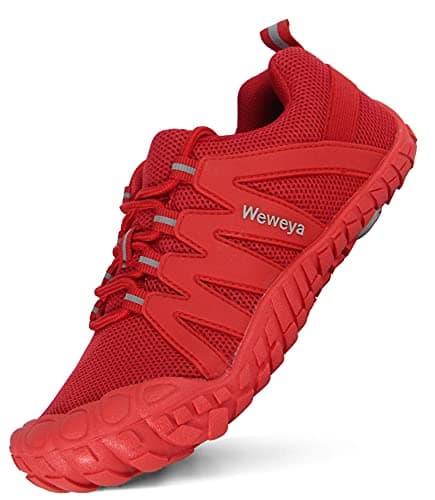 Weweya Breathable Women's Minimalist Barefoot Trail Running Shoes Comfortable Tennis Sneakers Red US Size 5 - Thumbnail 4