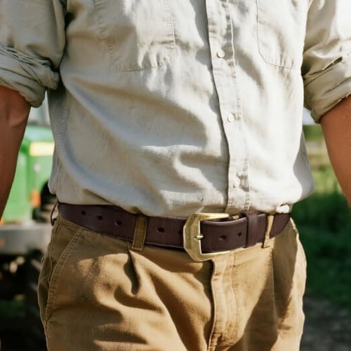 OZNDAS Genuine Leather Belt for Men Women Handmade Heavy-Duty Work Belt Leather Men's Belts | Jeans/Casual/Christmas Gifts - Thumbnail 2