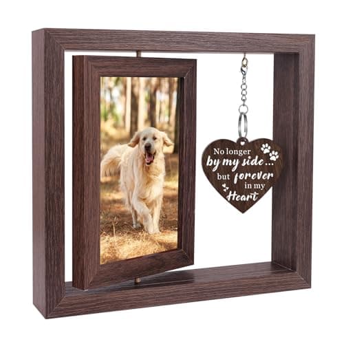 Boiveco Dog Memorial Gifts for Loss of Dog, Pet Memorial Gifts for Dogs Roating Wooden Picture Frame, Loss of Dogs Sympathy Gift Bereavement Remembrance Condolence Photo Frame, Display Two 4x6 Photos - Image 1