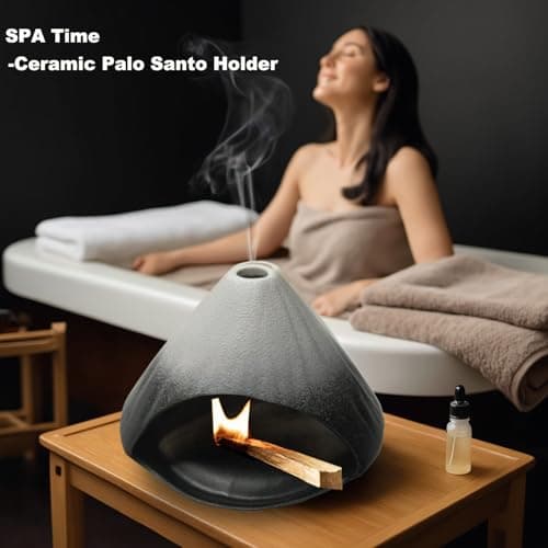 Ceramic Palo Santo Holder - Fuji Mountain Shape Incense Stick Burner, Heat-Resistant Ash Catcher for Yoga, Meditation & Aromatherapy, Zen Home Decor with Gift Box (Black and White) - Thumbnail 6