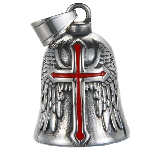 CTZSR Motorcycle Bell Guardian Angel - Good Luck Charm Gift For Rider Men Kids Friends With Gift Box, Legend Card, Keychain And Hanger & Weather-resistant Gremlin Bells For Bike Car (Red) - Image 1