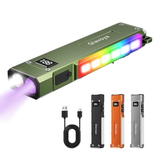 Glavoya EDC Flashlight Rechargeable,1200 Lumens Ultra Bright Flat Flashlight with 9 Modes, Portable Pocket Flash Lights with UV Light,Magnetic Flash Light for Working - Image 1