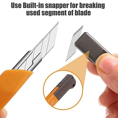 Mulwark 11PC Box Cutter Retractable Utility Knife Set - Heavy Duty Craft Knife with 10PC Sharp Snap-off 9MM 30 Degree Blades for Precision Cutting - Thumbnail 4
