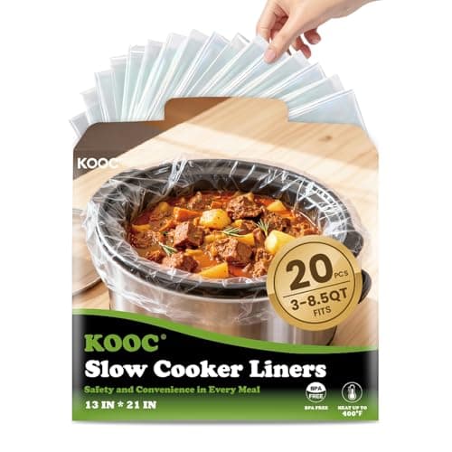KOOC Slow Cooker Liners, 20 count 13" x 21" Large Size Cooking Bags Fits 3-8 Quart Pots, Disposable Pot Liners Suitable for Oval & Round & Retangular Pot - Image 1