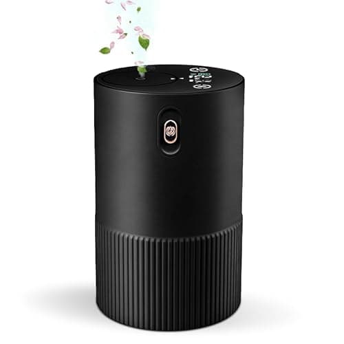 Waterless Diffuser for Essential Oil, Car Diffsuer, Aluminum Alloy & Fabric, 0.33 Fl Oz/ 10mL, Waterless Diffusers, Scent Diffuser with Timer & 4 Mist Levels for Home, Room, Car, Office - Black