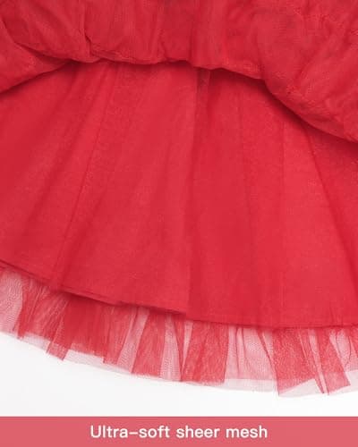 Stelle Red Tutu Skirt 5 Layered Girls Kids Mini Length Fluffy Tutu Stage Performance Costume(Red,2-3Y) - Thumbnail 6